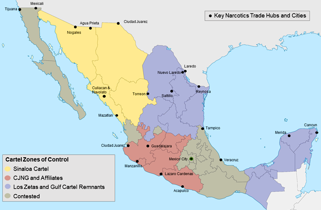 Map of Mexico Cartels Influence