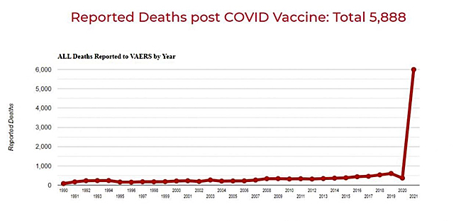 Graph of CDC U.S. VAERS Vax Death Data as of Jun 22, 2021
