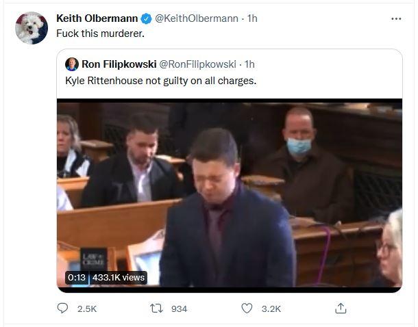 Keith Olbermann Twitter Reaction to Rittenhouse Verdict