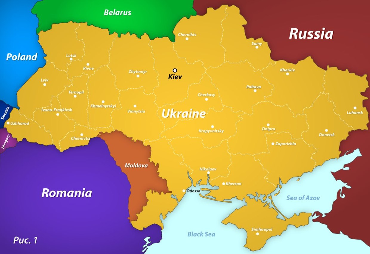 Map of Ukraine Prior to 2014 Coup