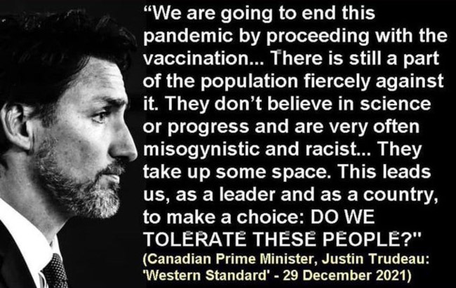 Canada PM Justin Trudeau Ridicules Unvaccinated