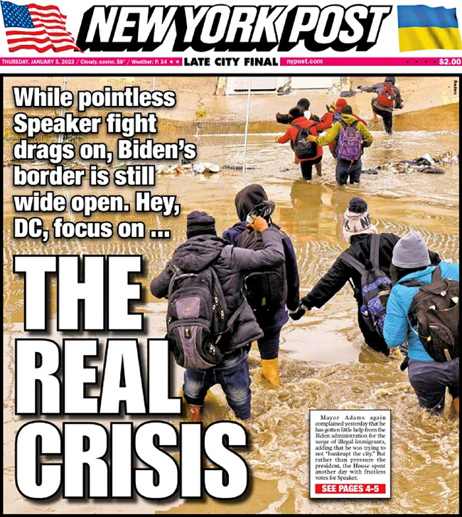 NY Post Cover on the Real Crisis - The Southern Border