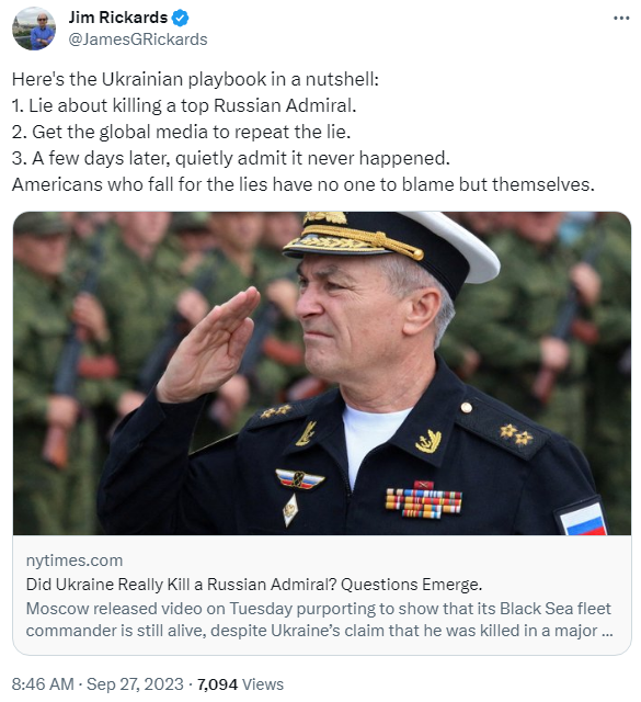 Rickards Twitter on Black Sea Admiral False Narrative