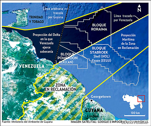 Map of Venezuela Declared Reclamation Zone of Territorial Waters
