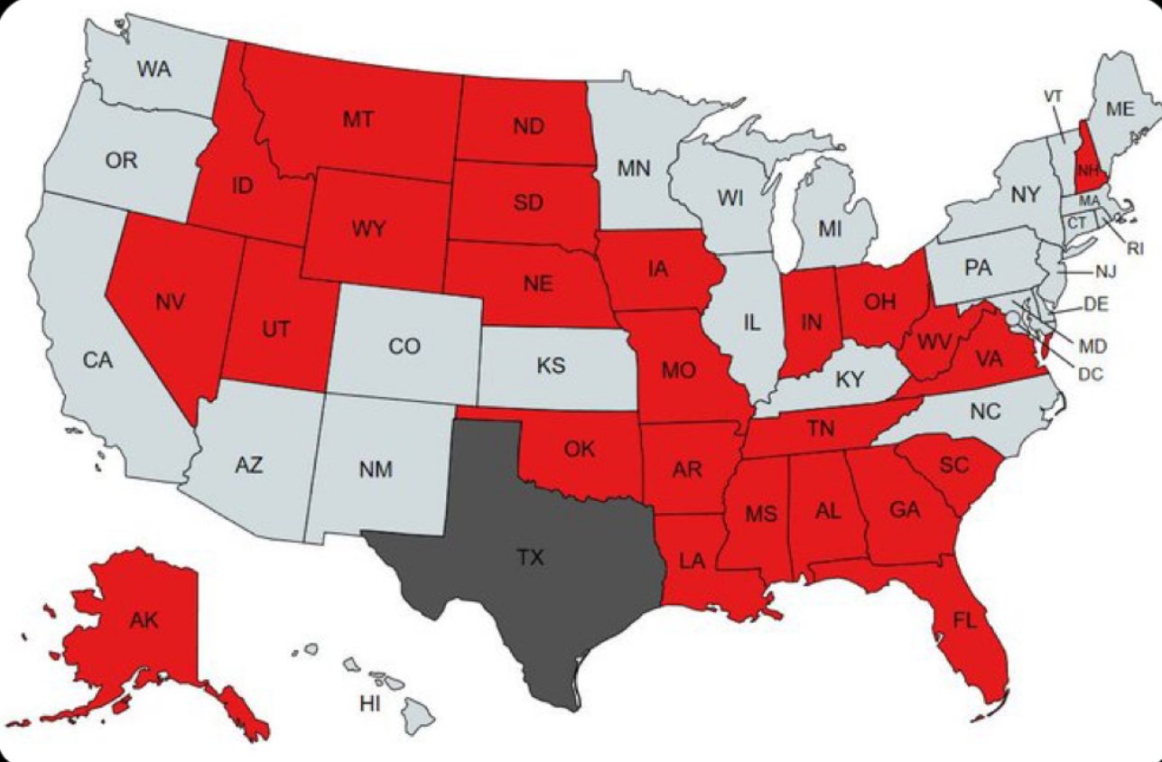 Map of 25 U.S. States Rallying Behind Texas' Right to Self-Defense