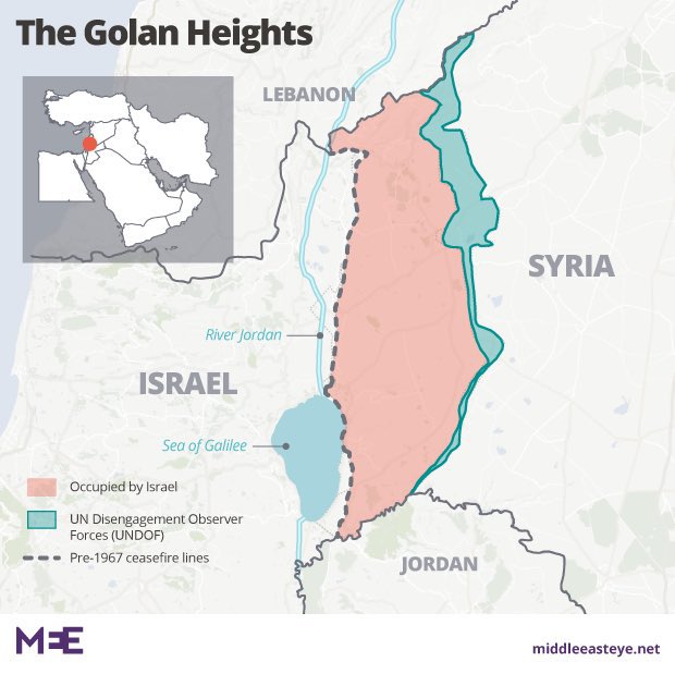 Map of Golan Heights Demilitarized Zone and Bravo Line